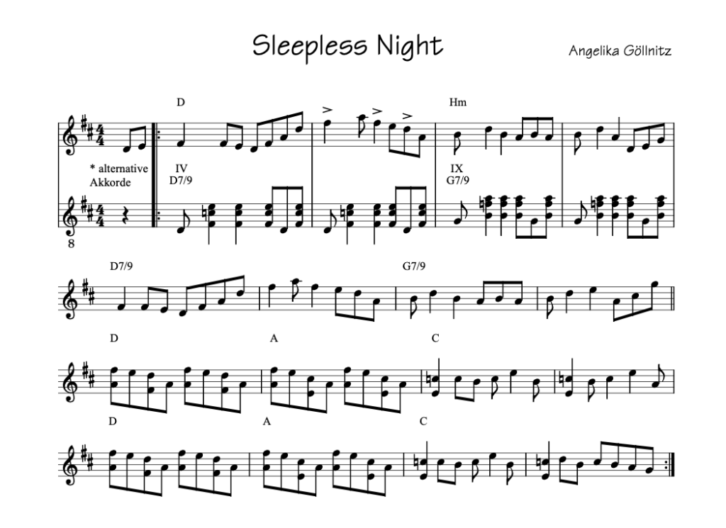 Noten von "Sleepless Night"